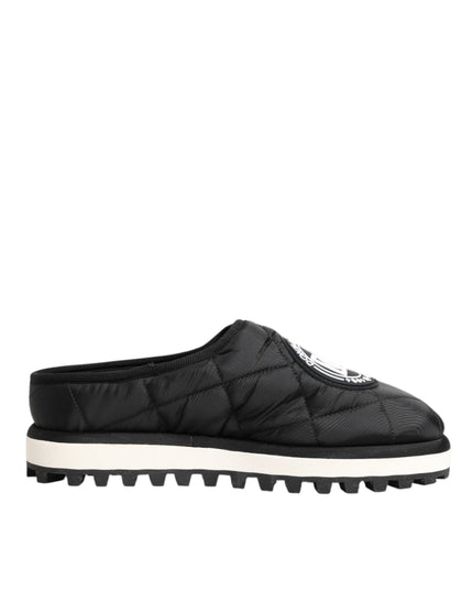 Dolce & Gabbana Black Nylon Low Top Slip On Sneaker Shoes