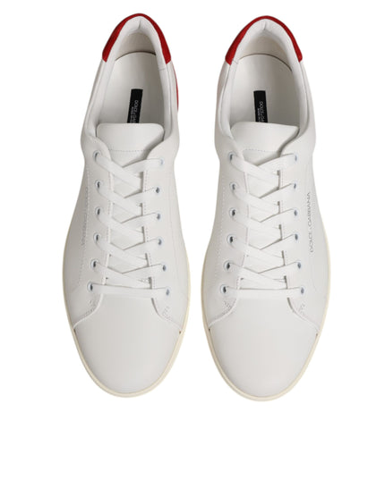 Dolce & Gabbana White Red Leather Low Top Men Sneakers Shoes