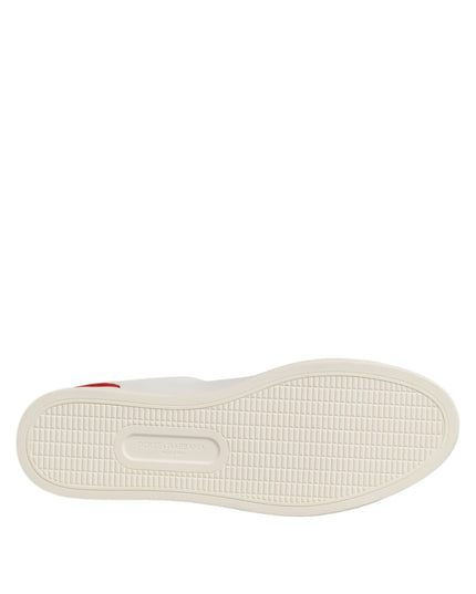 Dolce & Gabbana White Red Leather Low Top Men Sneakers Shoes