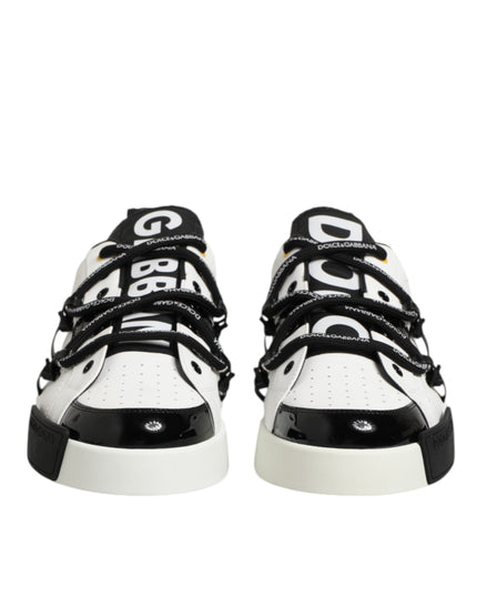Dolce & Gabbana White Leather Logo Portofino Sneakers Shoes