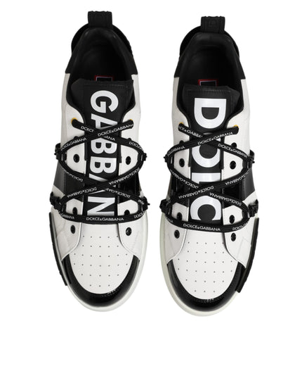 Dolce & Gabbana White Leather Logo Portofino Sneakers Shoes