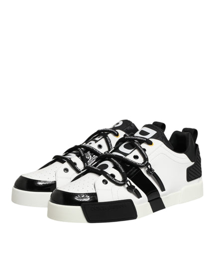 Dolce & Gabbana White Leather Logo Portofino Sneakers Shoes