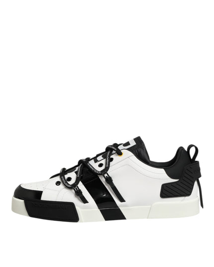 Dolce & Gabbana White Leather Logo Portofino Sneakers Shoes