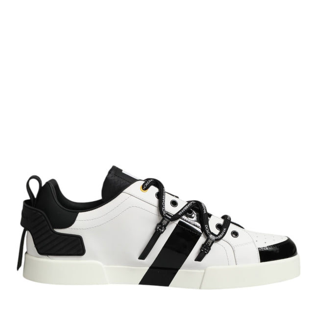 Dolce & Gabbana White Leather Logo Portofino Sneakers Shoes