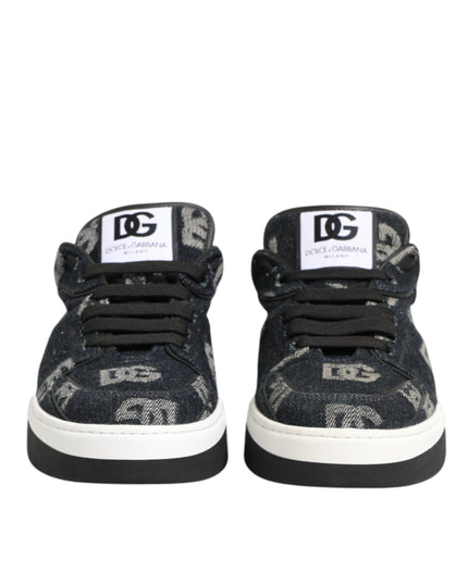 Dolce & Gabbana Blue Cotton Denim Logo Low Top Sneakers Shoes