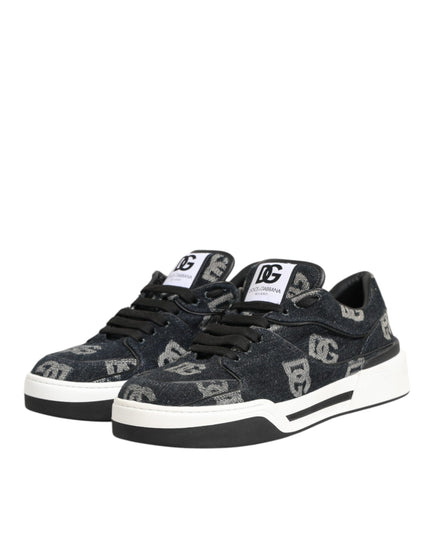 Dolce & Gabbana Blue Cotton Denim Logo Low Top Sneakers Shoes