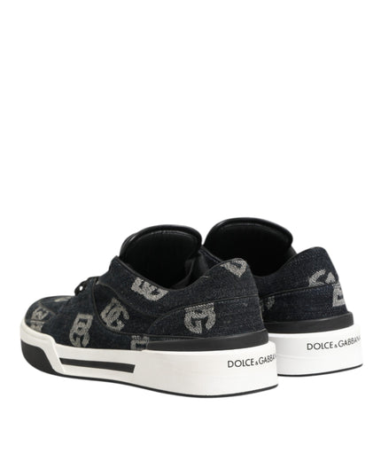 Dolce & Gabbana Blue Cotton Denim Logo Low Top Sneakers Shoes