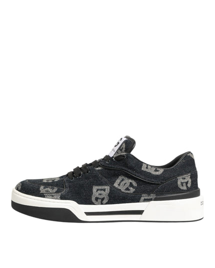 Dolce & Gabbana Blue Cotton Denim Logo Low Top Sneakers Shoes