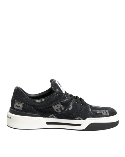 Dolce & Gabbana Blue Cotton Denim Logo Low Top Sneakers Shoes