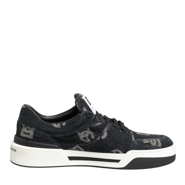 Dolce & Gabbana Blue Cotton Denim Logo Low Top Sneakers Shoes