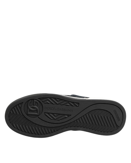 Dolce & Gabbana Blue Cotton Denim Logo Low Top Sneakers Shoes