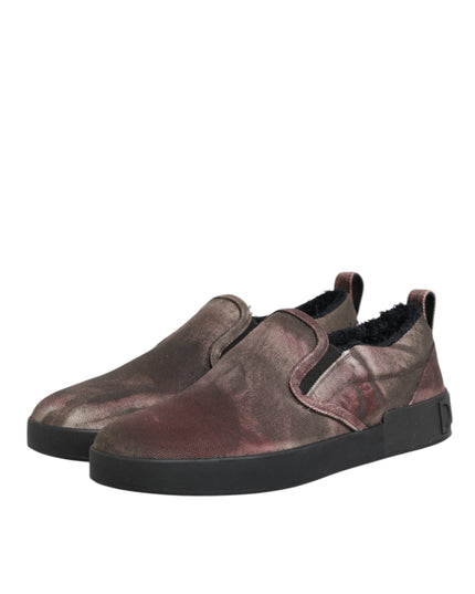 Dolce & Gabbana Multicolor Cotton Low Top Slip On Men Sneakers Shoes