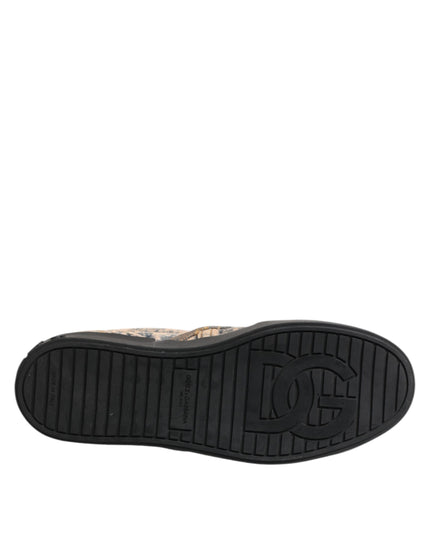 Dolce & Gabbana Beige Cotton Low Top Slip On Sneakers Shoes