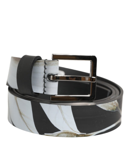 Dolce & Gabbana Multicolor PVC Floral Silver Buckle Men Belt