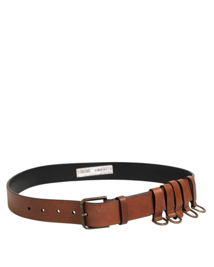 Dolce & Gabbana Brown Classic Gold Metal Logo Buckle Men Belt
