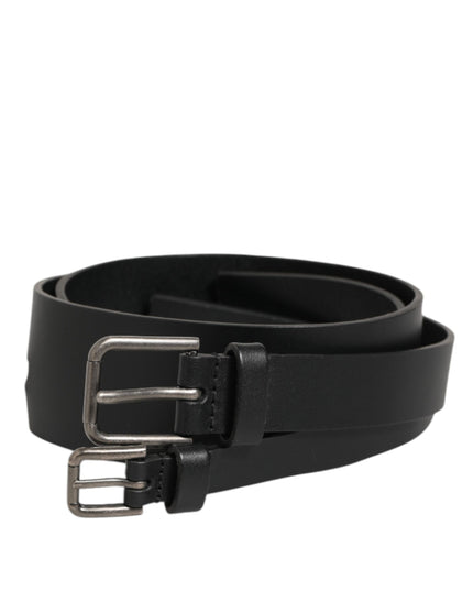 Dolce & Gabbana Black Double Strap Leather Buckle Men Belt