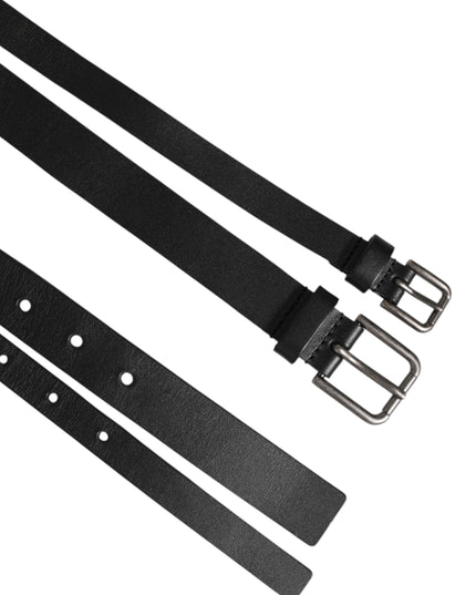 Dolce & Gabbana Black Double Strap Leather Buckle Men Belt