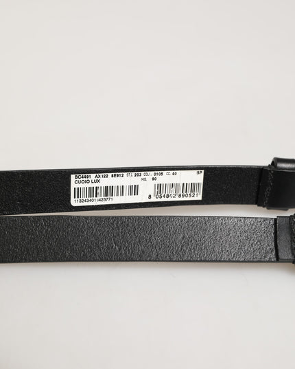 Dolce & Gabbana Black Double Strap Leather Silver Buckle Belt