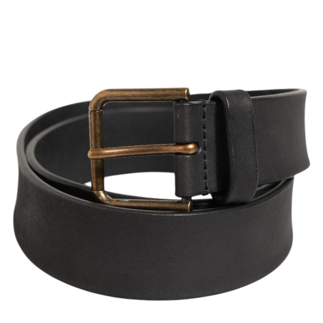 Dolce & Gabbana Black Leather Metal Buckle Classic Men Belt