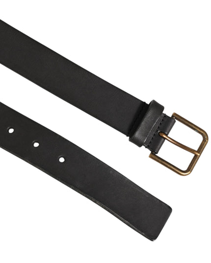 Dolce & Gabbana Black Leather Metal Buckle Classic Men Belt