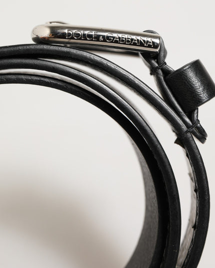 Dolce & Gabbana Black Leather Classic Metal Logo Buckle Belt