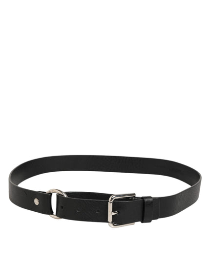 Dolce & Gabbana Black Leather Classic Metal Logo Buckle Belt