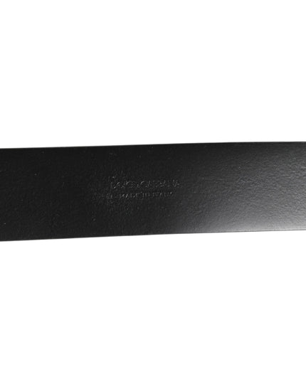 Dolce & Gabbana Black Leather Side Rings Brass Buckle Belt