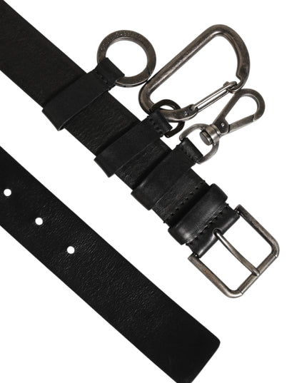 Dolce & Gabbana Black Key Ring Clip Attachments Buckle Belt