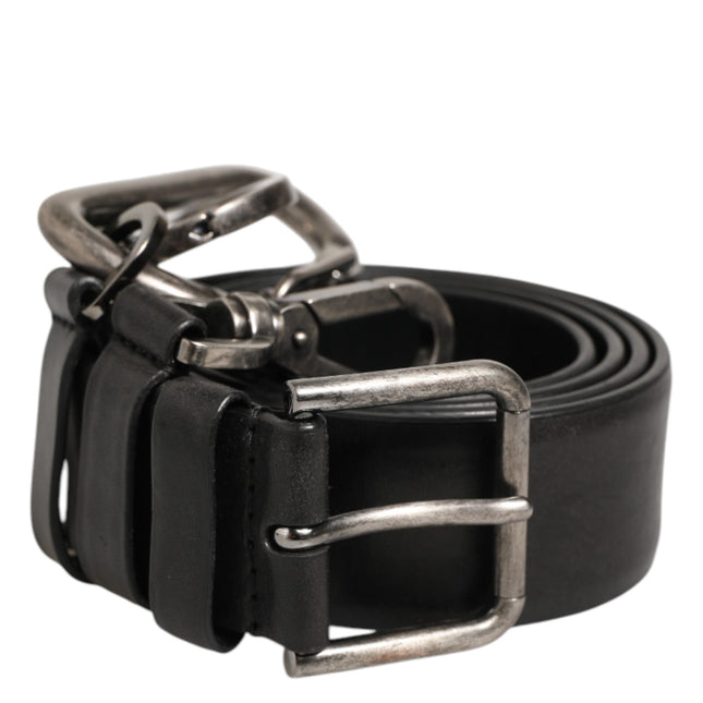 Dolce & Gabbana Black Key Ring Clip Attachments Buckle Belt
