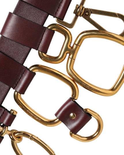 Dolce & Gabbana Brown Key Ring Clip Attachments Buckle Belt