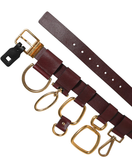 Dolce & Gabbana Brown Key Ring Clip Attachments Buckle Belt