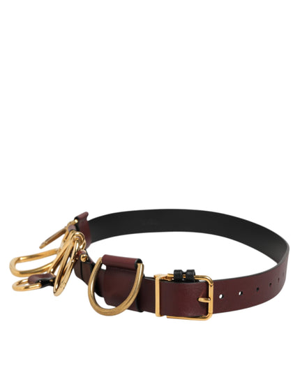 Dolce & Gabbana Brown Key Ring Clip Attachments Buckle Belt