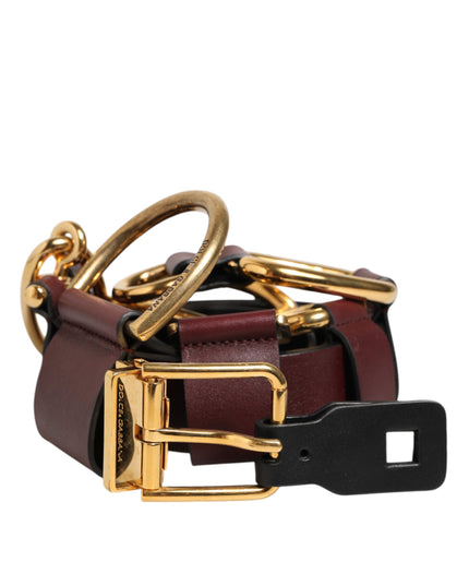 Dolce & Gabbana Brown Key Ring Clip Attachments Buckle Belt