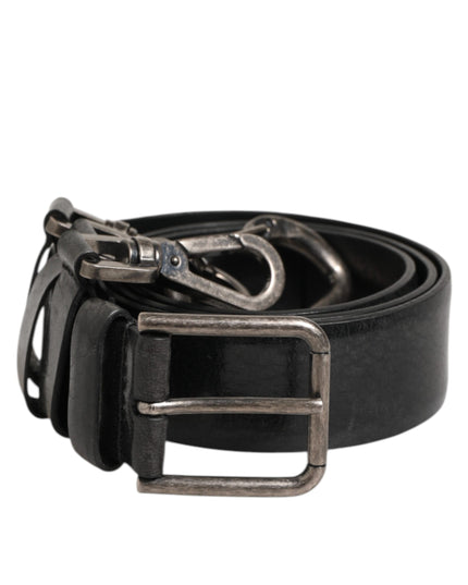 Dolce & Gabbana Black Key Ring Clip Attachments Buckle Belt