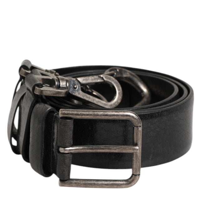 Dolce & Gabbana Black Key Ring Clip Attachments Buckle Belt