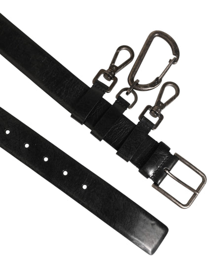 Dolce & Gabbana Black Key Ring Clip Attachments Buckle Belt