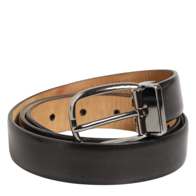 Dolce & Gabbana Black Classic Leather Silver-Tone Buckle Belt