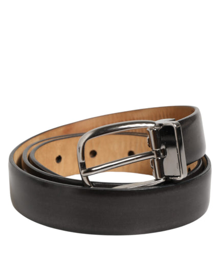 Dolce & Gabbana Black Classic Leather Silver-Tone Buckle Belt