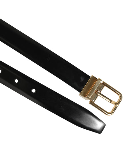 Dolce & Gabbana Black Classic Leather Gold-Tone Buckle Belt
