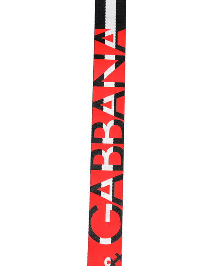 Dolce & Gabbana Black White Striped Logo Metal Buckle Belt