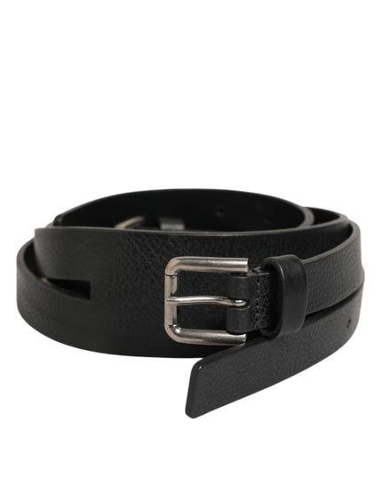 Dolce & Gabbana Black Double Strap Leather Gold Buckle Belt