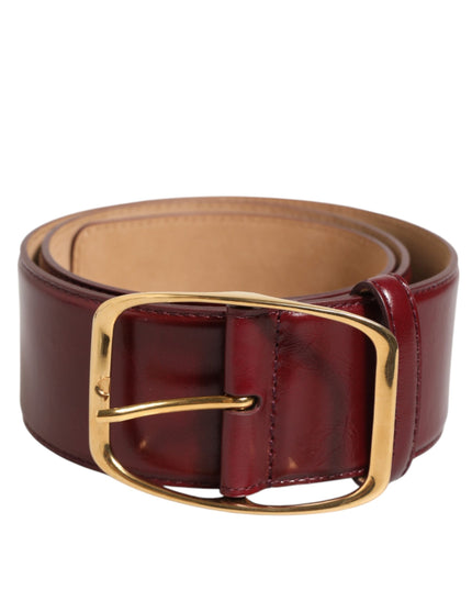 Dolce & Gabbana Burgundy Leather Gold Metal Buckle Women Belt