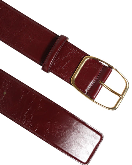 Dolce & Gabbana Burgundy Leather Gold Metal Buckle Women Belt