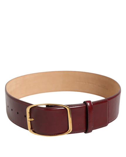 Dolce & Gabbana Burgundy Leather Gold Metal Buckle Women Belt