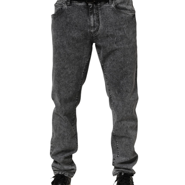 Dolce & Gabbana Gray Cotton Slim Fit Denim Trouser Jeans