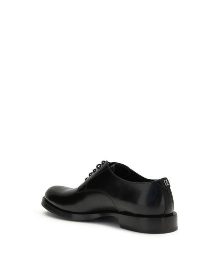 Dolce & Gabbana Black Calf Leather Bos Taurus Oxfords And Derbies