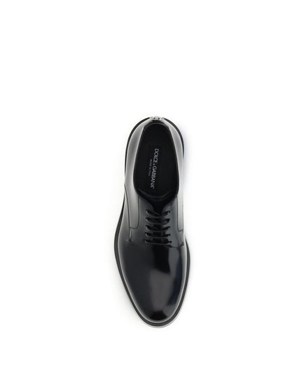 Dolce & Gabbana Black Calf Leather Bos Taurus Oxfords And Derbies