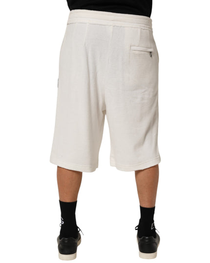 Dolce & Gabbana White Cotton Logo Plaque Men Bermuda Shorts