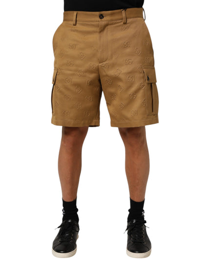 Dolce & Gabbana Brown Cotton Stretch Logo CargoBermuda Shorts