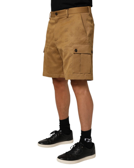 Dolce & Gabbana Brown Cotton Stretch Logo CargoBermuda Shorts